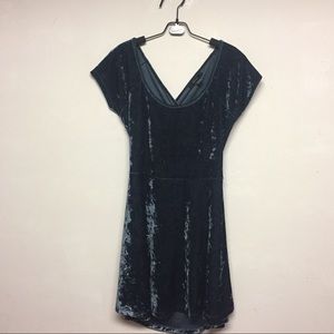 Forever 21 Blue Crushed Velvet Skater Dress